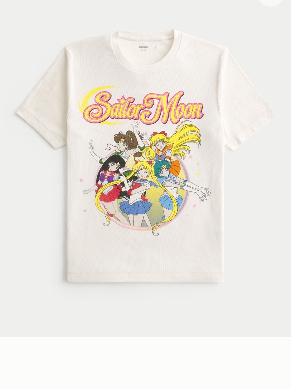 Hollister White Sailor Moon Group Graphic Short Sleeve Tee